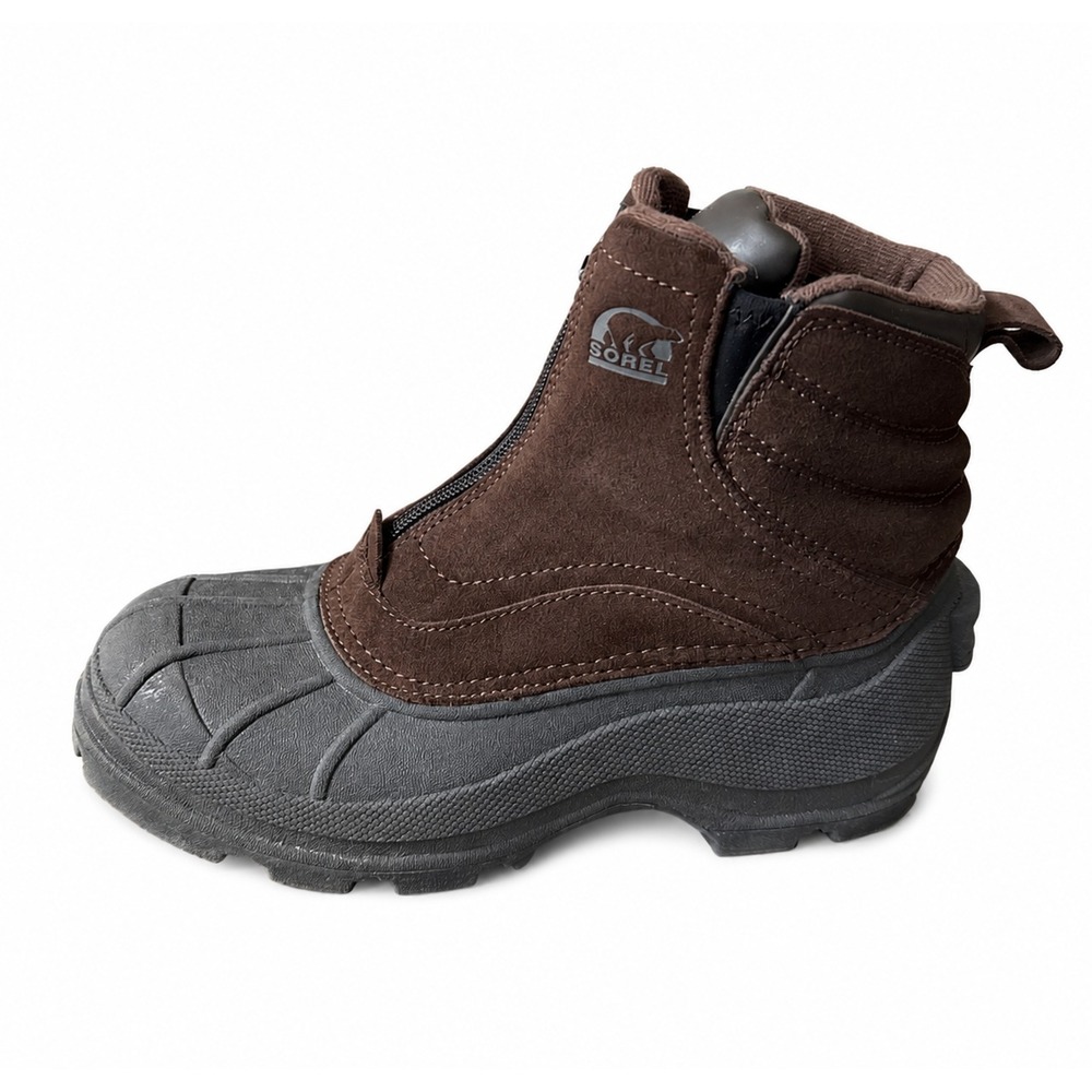 Sorel Barn Zip Duck Boots Mens 7 Brown Leather Rubber Waterproof